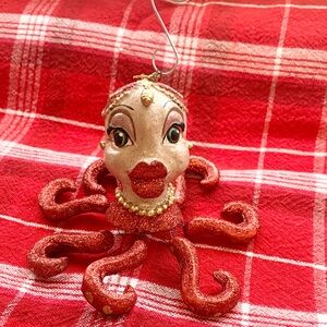 Red Octopus Christmas Ornament Katherine's Collection Wayne Kleski Kissing Lips